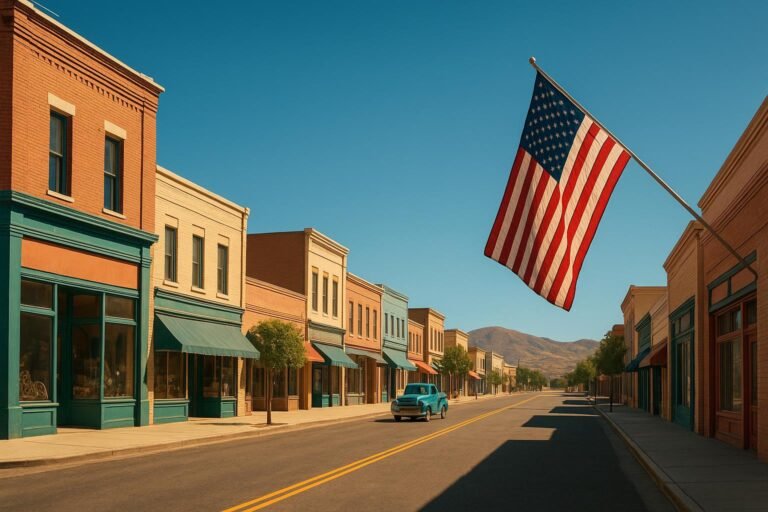 American innovation patriotic wallpaper for desktop with symbols of progress
