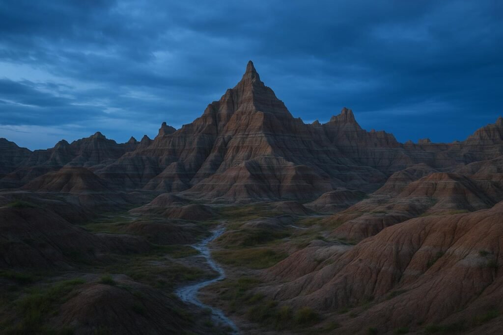 Dramatic rock formations at Badlands National Park in South Dakota, desktop wallpaper