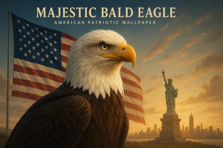 Bald eagle soaring in the sky patriotic wallpaper for desktop