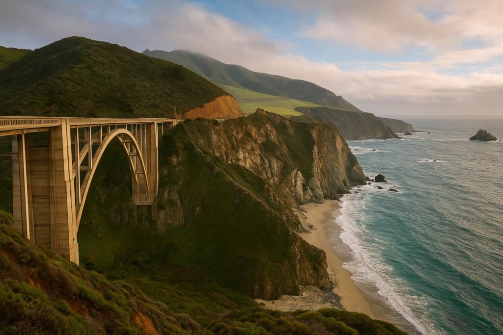 Bixby Creek Bridge spanning the Big Sur coastline in California on a clear day