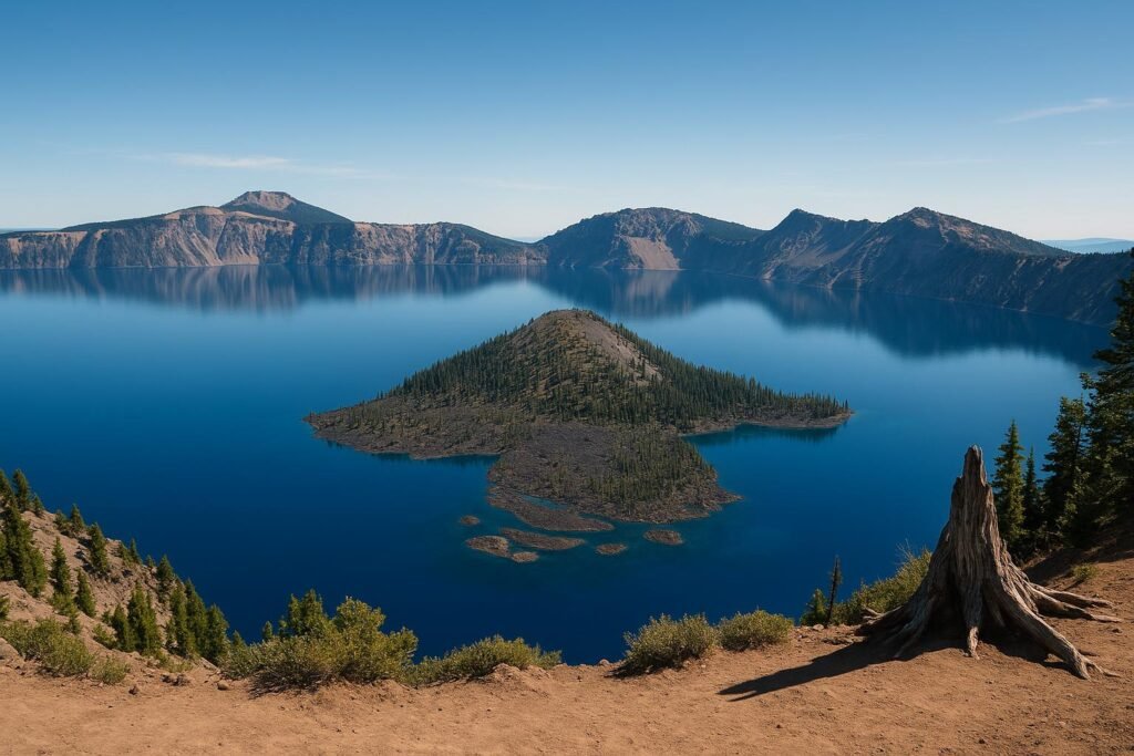 Crater Lake Oregon deep blue volcanic lake wallpaper for desktop