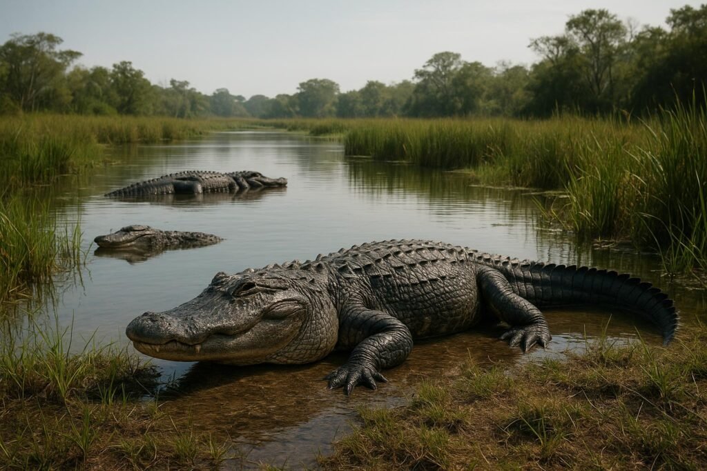 Florida Everglades wallpaper showing alligators in their natural habitat