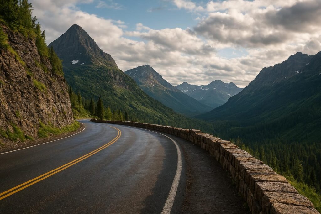 Going-to-the-Sun Road mountain curves wallpaper for desktop