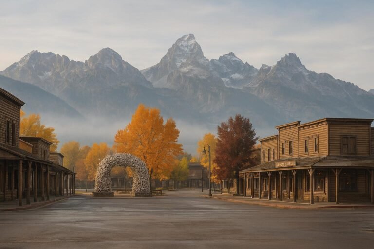 Jackson Wyoming western town square wallpaper on desktop