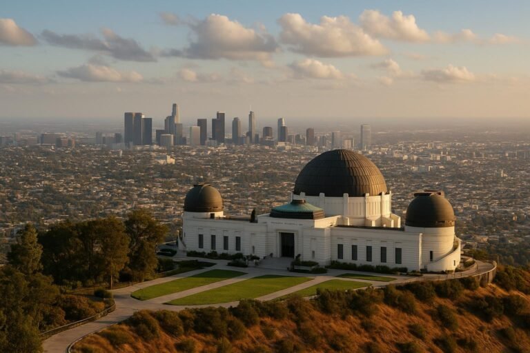 Los Angeles wallpaper showing Griffith Observatory overlooking downtown LA