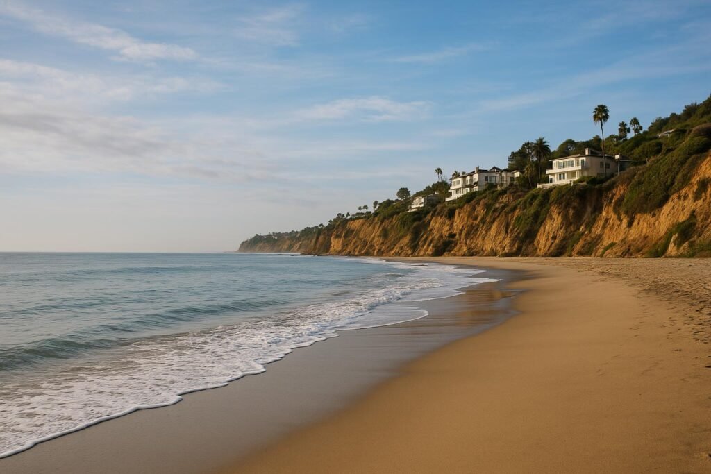 Malibu Beach wallpaper showing Pacific coastline in California
