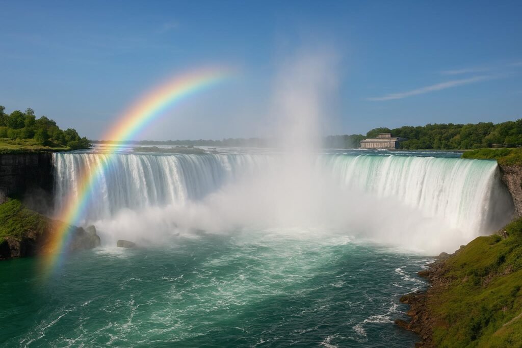 Niagara Falls, New York waterfall with rainbow mist wallpaper for desktop