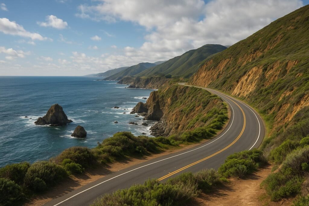 Pacific Coast Highway California ocean cliffs wallpaper for desktop