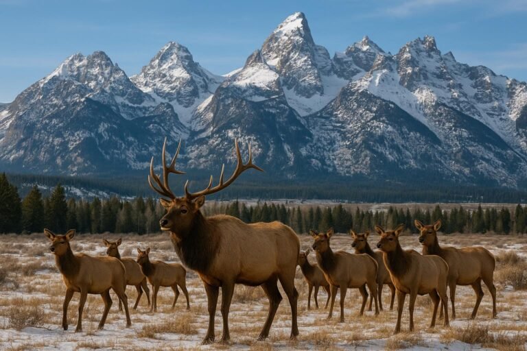 Elk herd roaming the Rocky Mountains wildlife landscape wallpaper