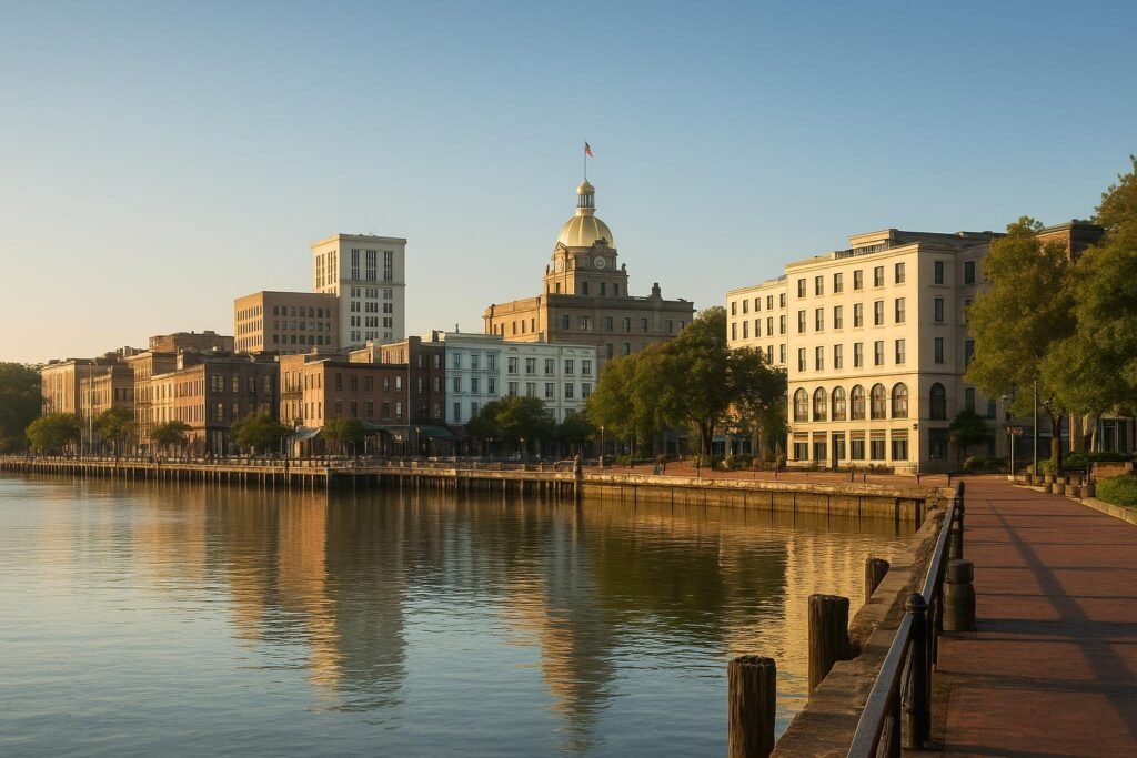 Savannah River Georgia historic waterfront wallpaper for desktop