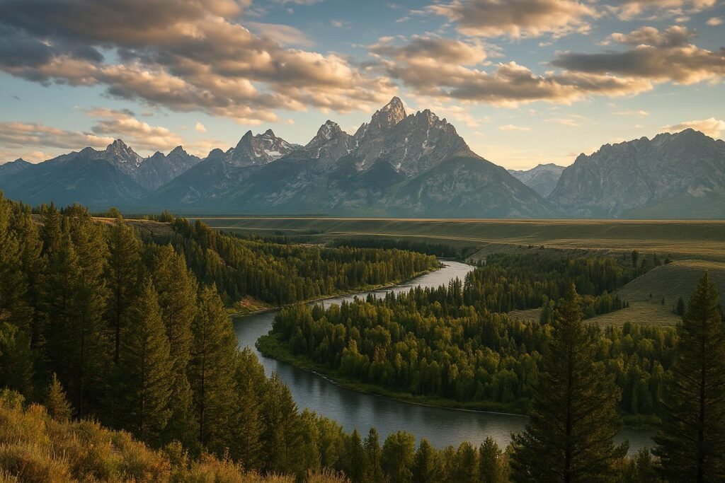Snake River Wyoming wallpaper showing the Grand Tetons mountain range
