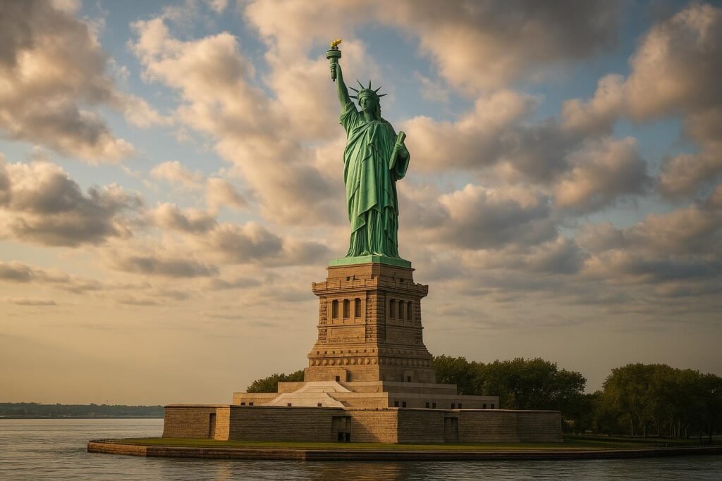 Statue of Liberty in New York Harbor view wallpaper