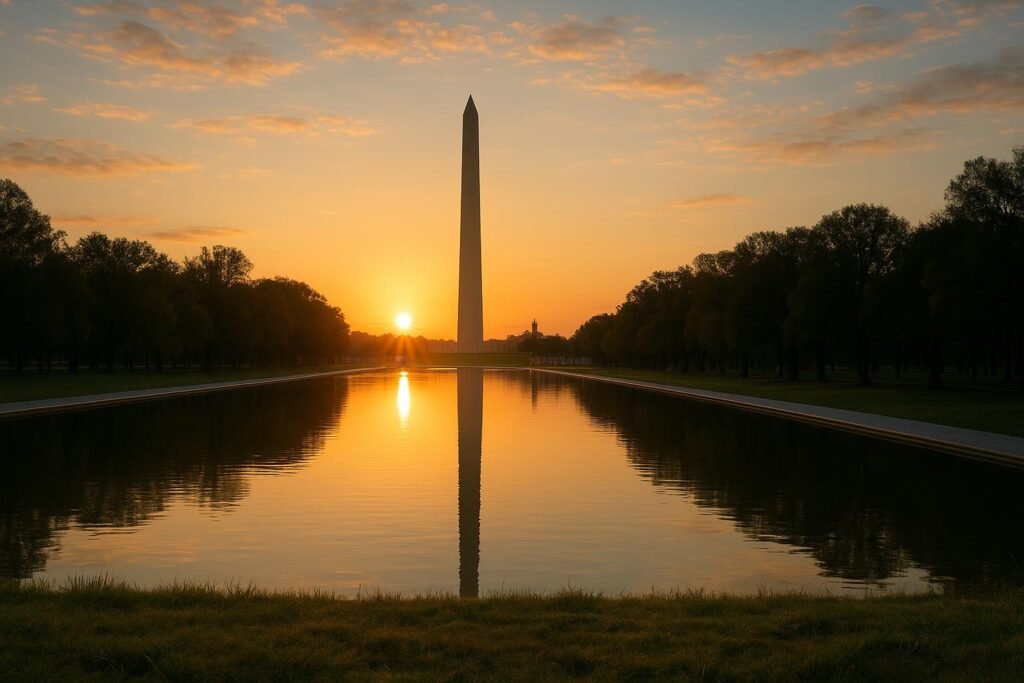 Washington Monument at sunrise wallpaper for desktop