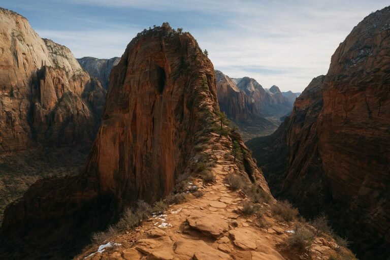 Angel's Landing at Zion National Park on desktop wallpaper