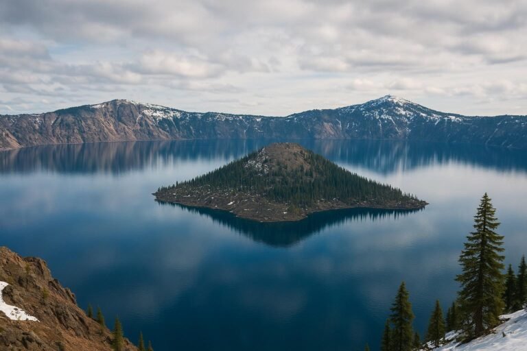 Deep blue volcanic lake at Crater Lake Oregon wallpaper