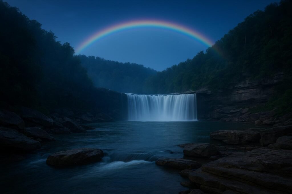 Moonbow over Cumberland Falls Kentucky waterfall wallpaper