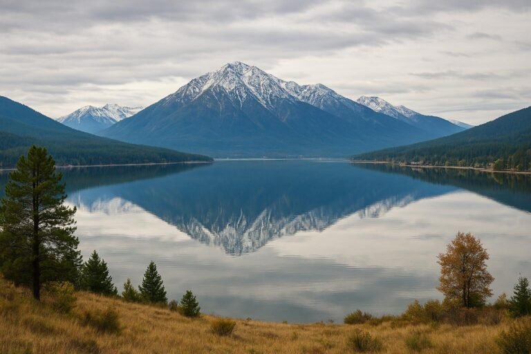 Flathead Lake Montana wallpaper with mountain reflections for desktop