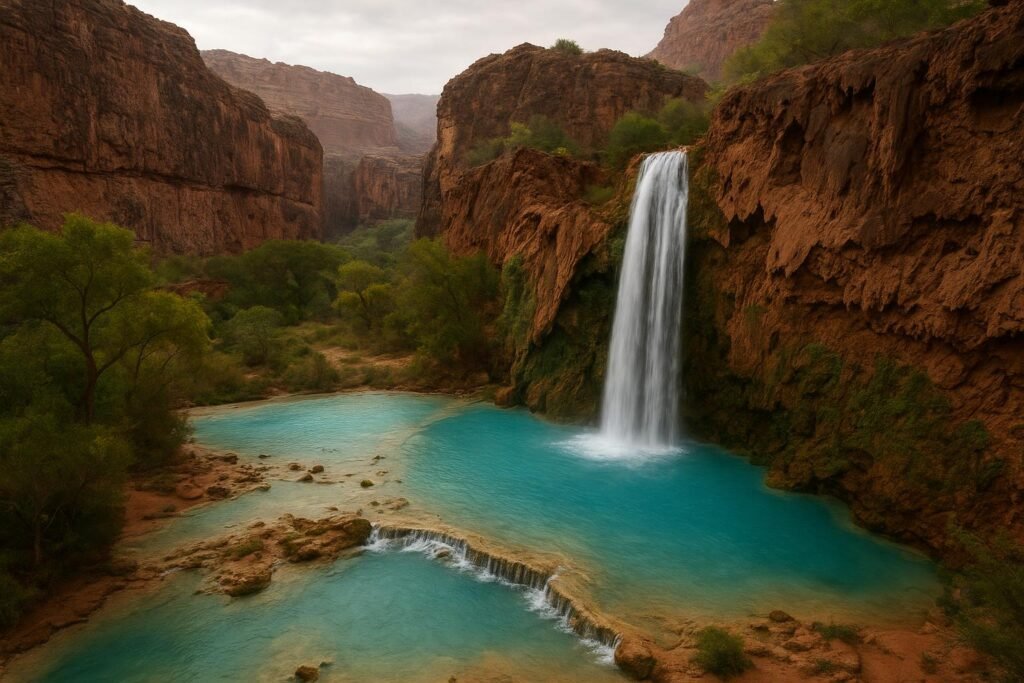 Havasu Falls Arizona wallpaper showing turquoise pools and waterfall