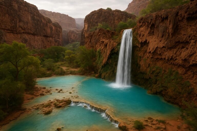 Havasu Falls Arizona wallpaper showing turquoise pools and waterfall