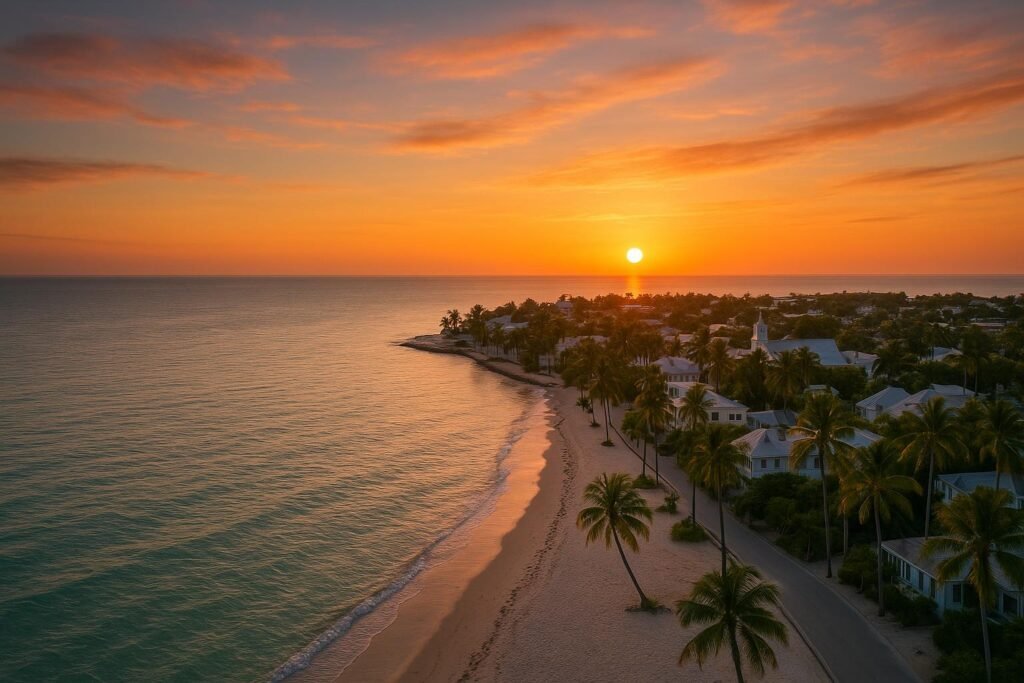 Tropical Sunset Wallpaper of Key West, Florida Beach