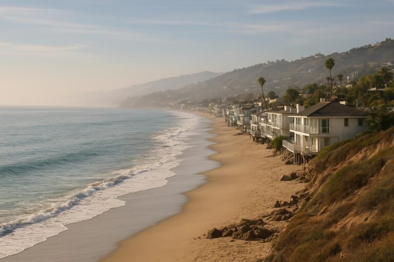 Malibu Beach California wallpaper showing Pacific coastline on desktop screen