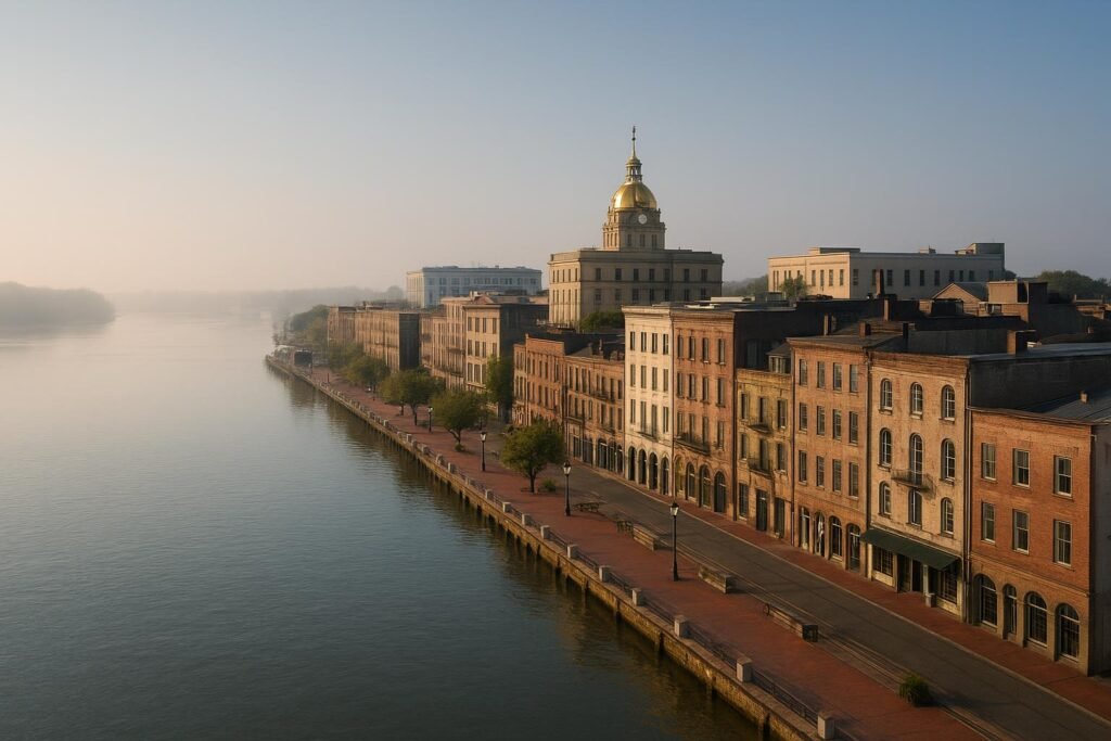 Savannah River Georgia historic waterfront scenic view wallpaper