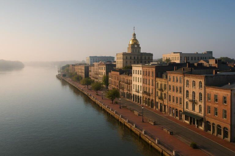 Savannah River Georgia historic waterfront scenic view wallpaper
