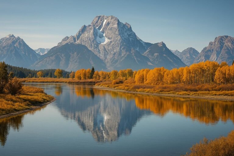 Snake River Wyoming wallpaper showing the Grand Tetons mountain range