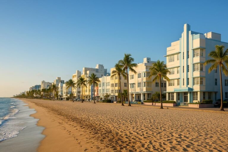South Beach Florida Art Deco coastline wallpaper on desktop